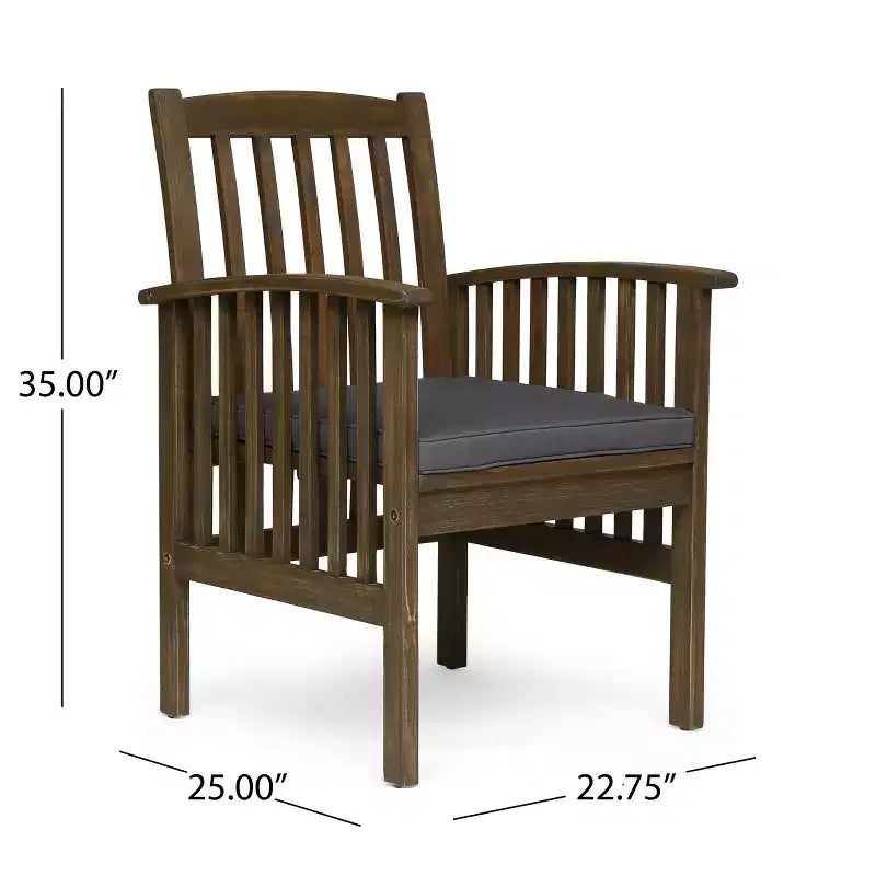 Christopher Knight Home Laussat Set da pranzo da esterno 5 pezzi in legno di acacia con cuscini