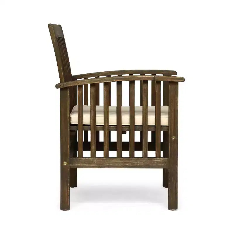 Christopher Knight Home Laussat Set da pranzo da esterno 5 pezzi in legno di acacia con cuscini