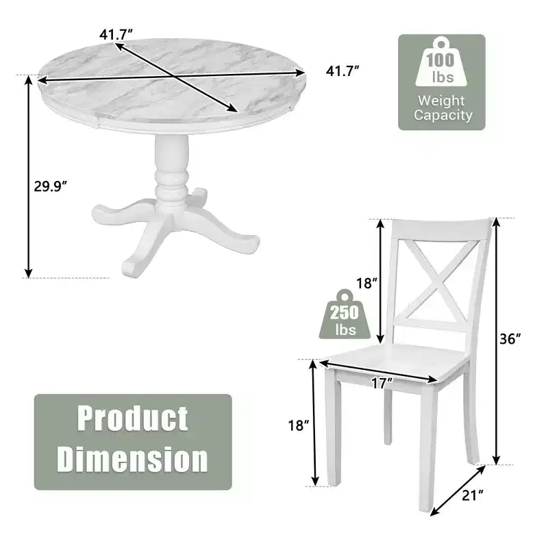Set da pranzo Whisen 5 pezzi con 4 sedie