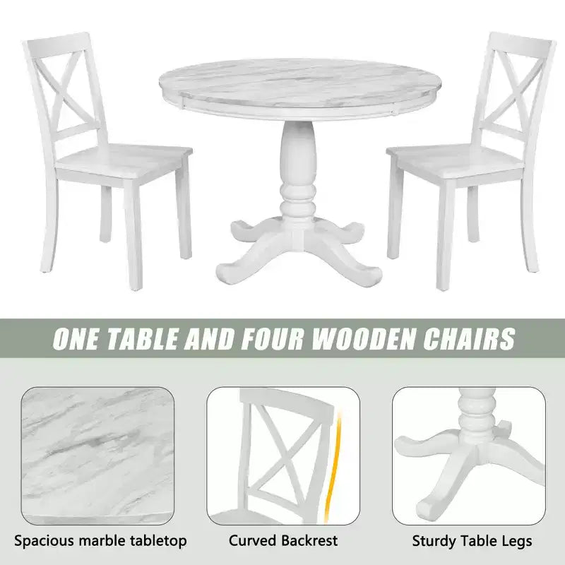 Set da pranzo Whisen 5 pezzi con 4 sedie