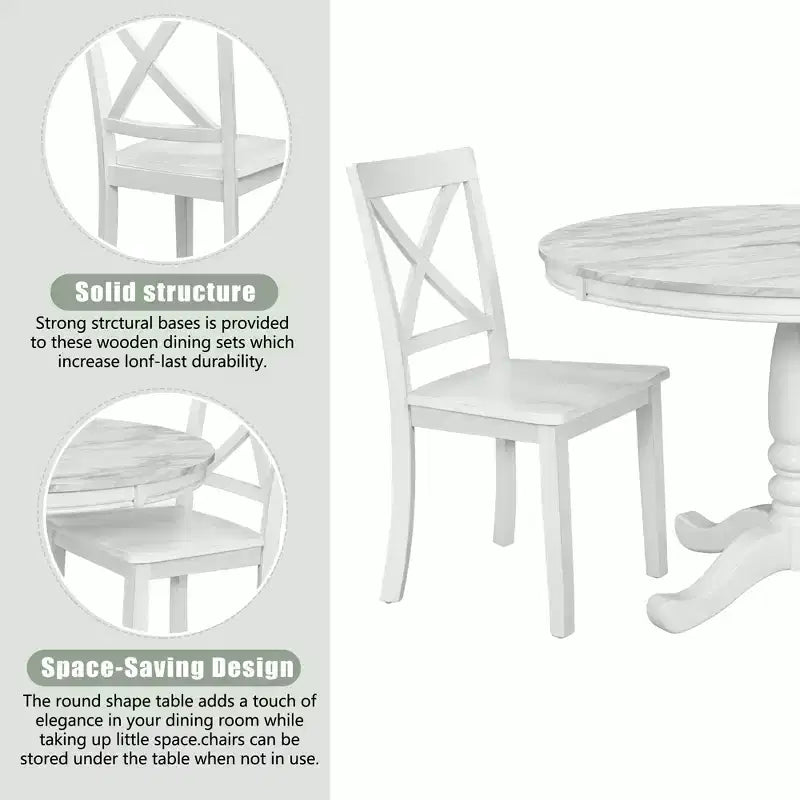 Set da pranzo Whisen 5 pezzi con 4 sedie
