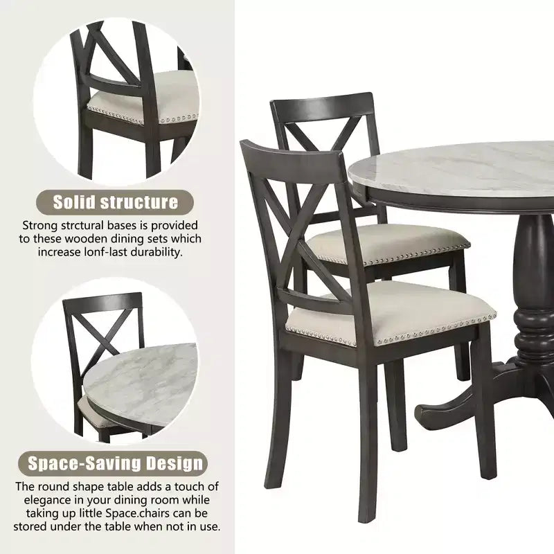 Set da pranzo Whisen 5 pezzi con 4 sedie