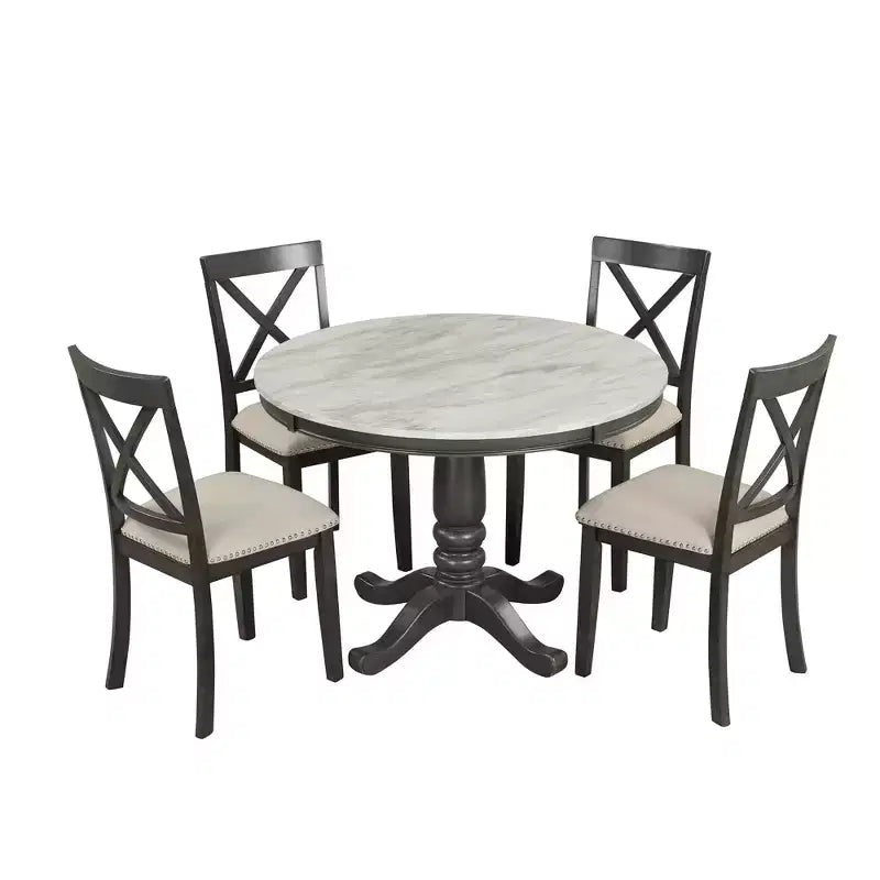 Set da pranzo Whisen 5 pezzi con 4 sedie