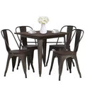 BestMassage Dining Table and Chairs 5-Piece Metal Dining Set Square Metal Table with 4 Chairs