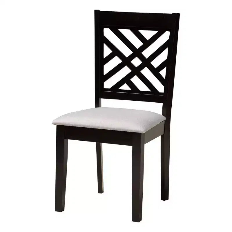 Set da pranzo Baxton Studio Norah 5 pezzi moderno in tessuto grigio e legno con finitura marrone scuro