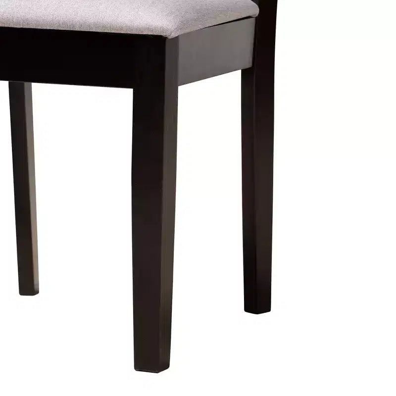 Set da pranzo Baxton Studio Norah 5 pezzi moderno in tessuto grigio e legno con finitura marrone scuro