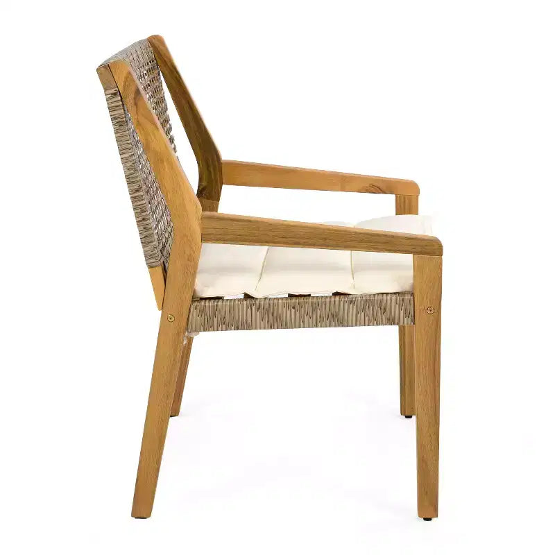 Set da pranzo da esterno Neva Christopher Knight Home da 5 pezzi in legno di acacia e vimini con cuscini resistenti all'acqua