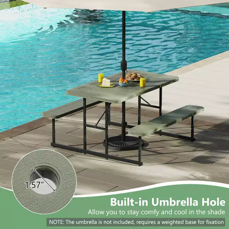 Set tavolo e panche da picnic Costway per 2-4 persone Tavolo da pranzo rettangolare da campeggio per esterni Nero/Grigio/Verde/Bianco