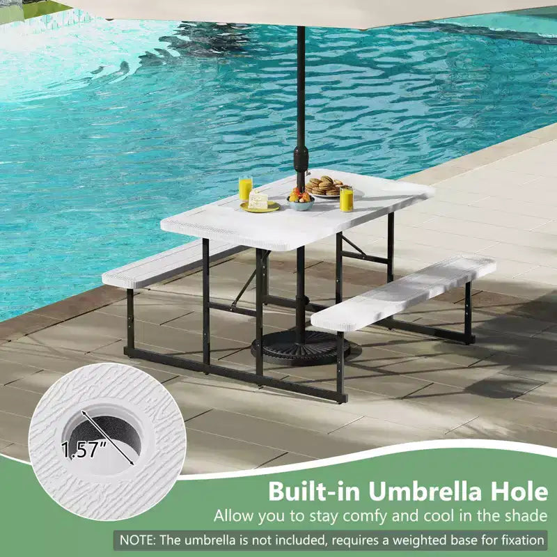Set tavolo e panche da picnic Costway per 2-4 persone Tavolo da pranzo rettangolare da campeggio per esterni Nero/Grigio/Verde/Bianco