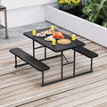 Costway Picnic Table Bench Set for 2-4 People Outdoor Rectangular Camping Dining Table Black/Gray/Green/White