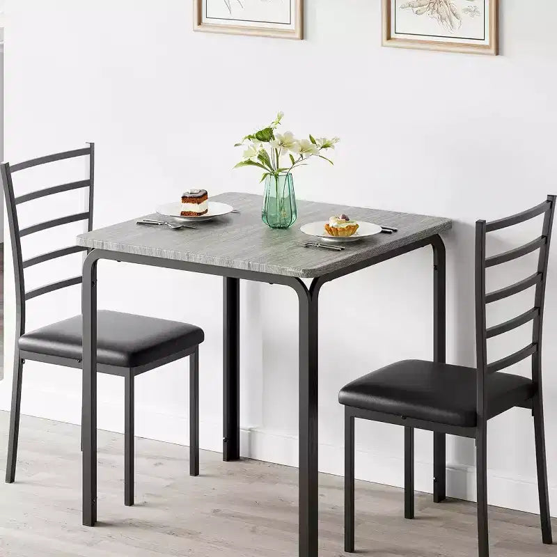 Set compatto da pranzo a tre pezzi con tavolo doppio e sedie, tavolo da pranzo salvaspazio con sedie imbottite per piccoli ambienti, angoli colazione