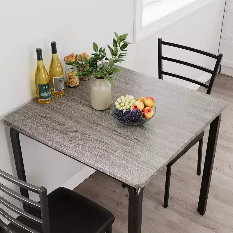 Set compatto da pranzo a tre pezzi con tavolo doppio e sedie, tavolo da pranzo salvaspazio con sedie imbottite per piccoli ambienti, angoli colazione