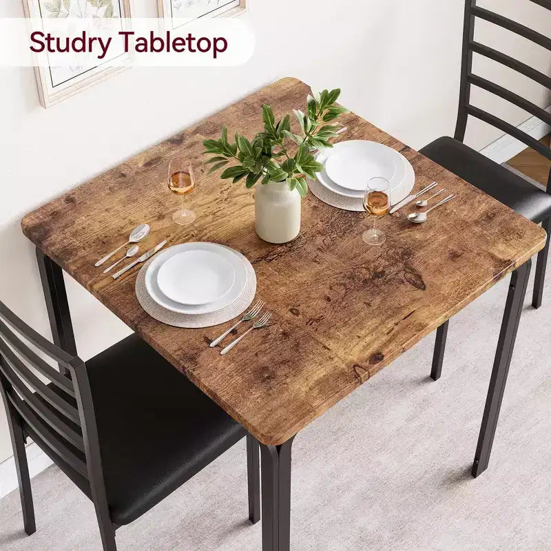 Set compatto da pranzo a tre pezzi con tavolo doppio e sedie, tavolo da pranzo salvaspazio con sedie imbottite per piccoli ambienti, angoli colazione