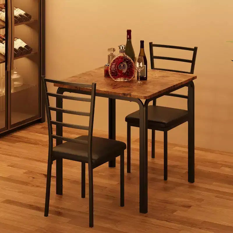 Set compatto da pranzo a tre pezzi con tavolo doppio e sedie, tavolo da pranzo salvaspazio con sedie imbottite per piccoli ambienti, angoli colazione