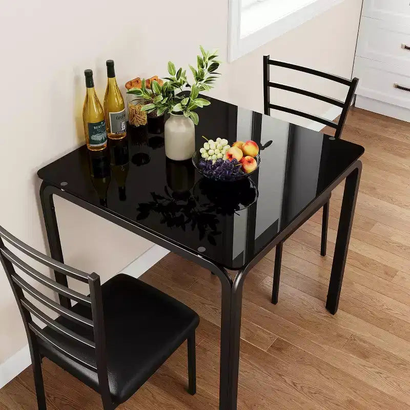 Set compatto da pranzo a tre pezzi con tavolo doppio e sedie, tavolo da pranzo salvaspazio con sedie imbottite per piccoli ambienti, angoli colazione