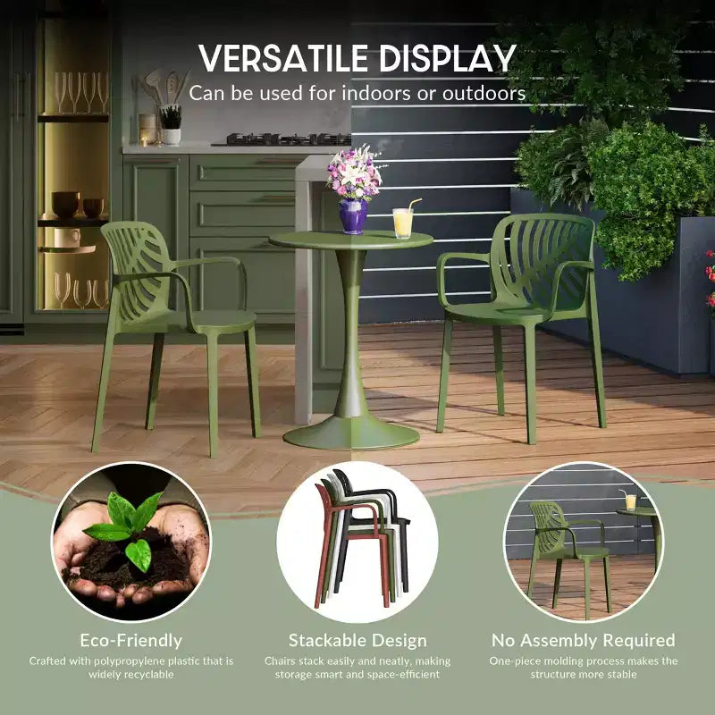 WestinTrends Playa, set da pranzo da esterni di 5 pezzi con tavolo quadrato in resina e moderne sedie impilabili