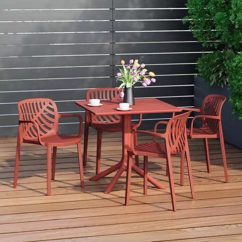 WestinTrends Playa, set da pranzo da esterni di 5 pezzi con tavolo quadrato in resina e moderne sedie impilabili