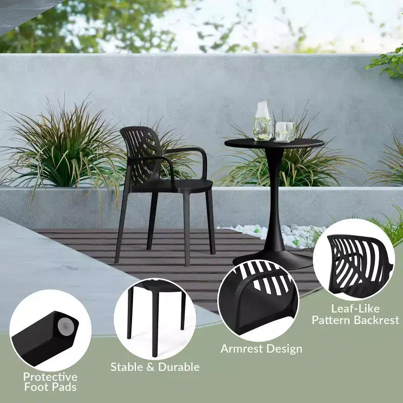 WestinTrends Playa, set da pranzo da esterni di 5 pezzi con tavolo quadrato in resina e moderne sedie impilabili