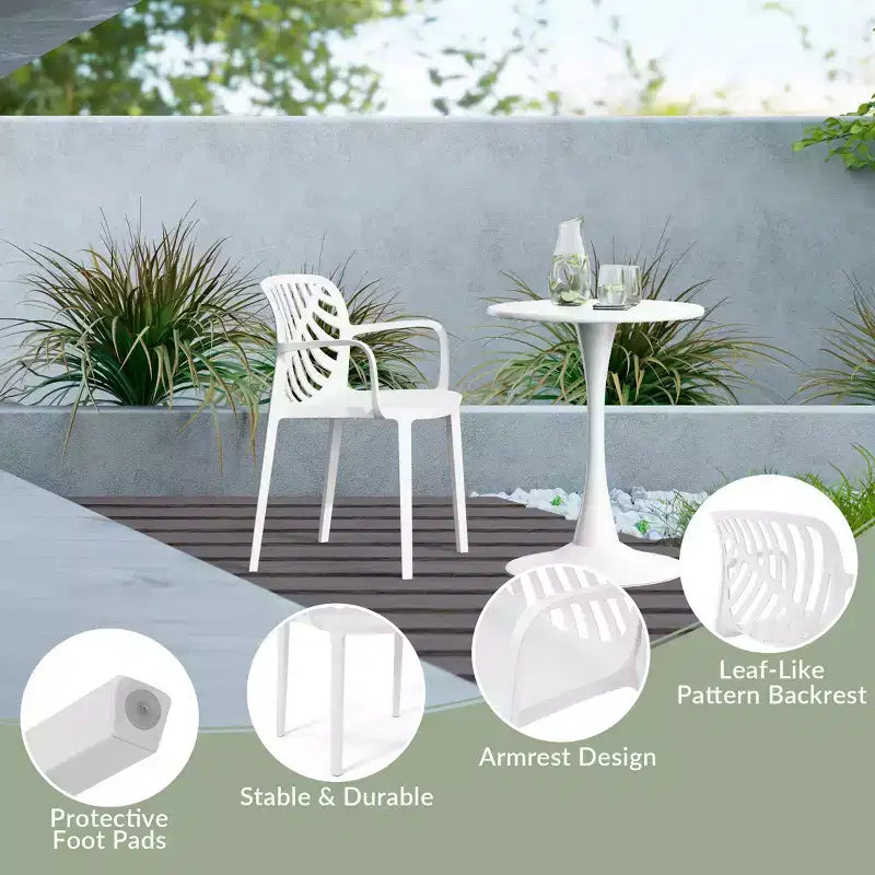 WestinTrends Playa, set da pranzo da esterni di 5 pezzi con tavolo quadrato in resina e moderne sedie impilabili