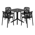 WestinTrends Playa 5-Piece Outdoor Resin Square Patio Dining Table Set with Modern Stackable Patio Dining Chairs