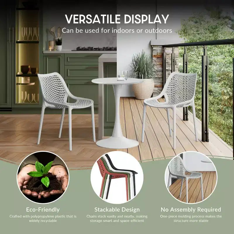 Set da pranzo da esterno moderno quadrato WestinTrends Playa 5 pezzi con sedie da esterno impilabili