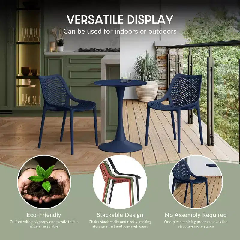 Set da pranzo da esterno moderno quadrato WestinTrends Playa 5 pezzi con sedie da esterno impilabili
