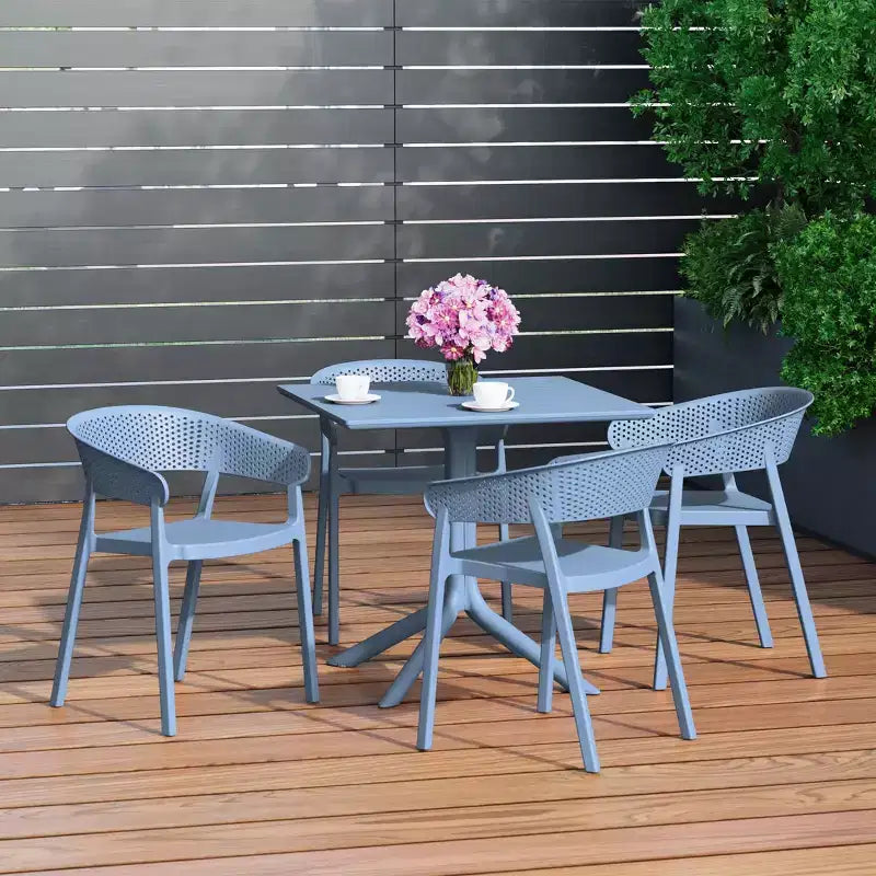 WestinTrends Playa, Set da Pranzo da Esterno in Resina a 5 Pezzi con Tavolo Quadrato e Sedie da Giardino Impilabili