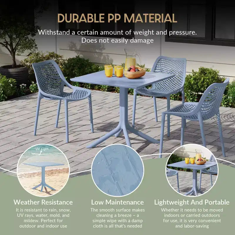 WestinTrends Playa, Set da Pranzo da Esterno in Resina a 5 Pezzi con Tavolo Quadrato e Sedie da Giardino Impilabili