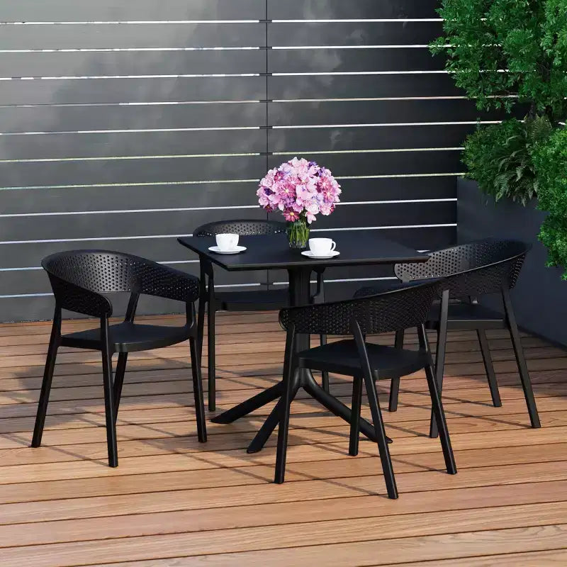 WestinTrends Playa, Set da Pranzo da Esterno in Resina a 5 Pezzi con Tavolo Quadrato e Sedie da Giardino Impilabili