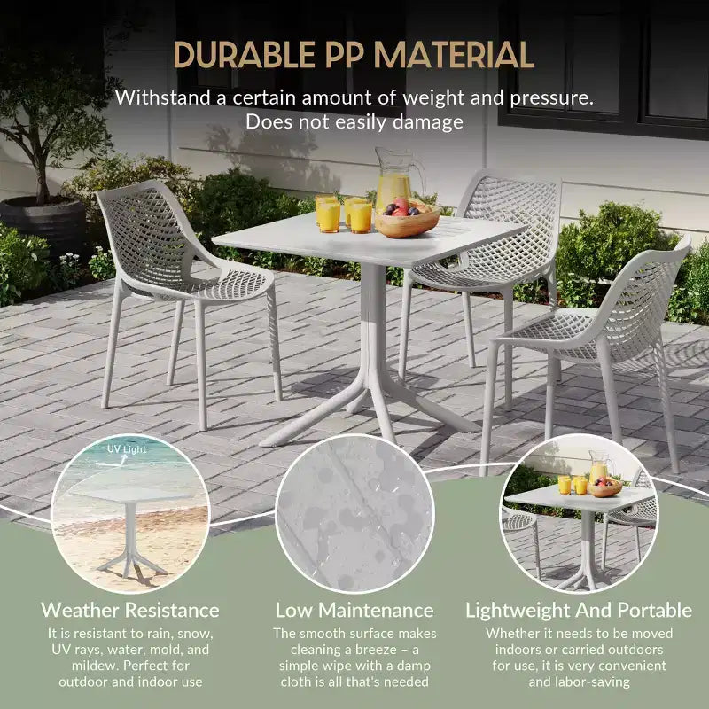 WestinTrends Playa, Set da Pranzo da Esterno in Resina a 5 Pezzi con Tavolo Quadrato e Sedie da Giardino Impilabili