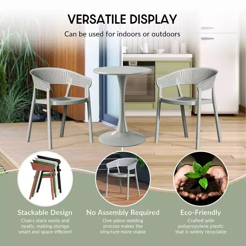WestinTrends Playa, Set da Pranzo da Esterno in Resina a 5 Pezzi con Tavolo Quadrato e Sedie da Giardino Impilabili