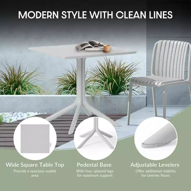 WestinTrends Playa, Set da Pranzo da Esterno in Resina a 5 Pezzi con Tavolo Quadrato e Sedie da Giardino Impilabili