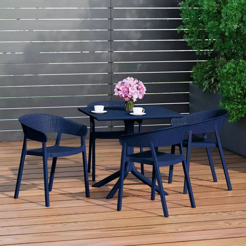WestinTrends Playa, Set da Pranzo da Esterno in Resina a 5 Pezzi con Tavolo Quadrato e Sedie da Giardino Impilabili
