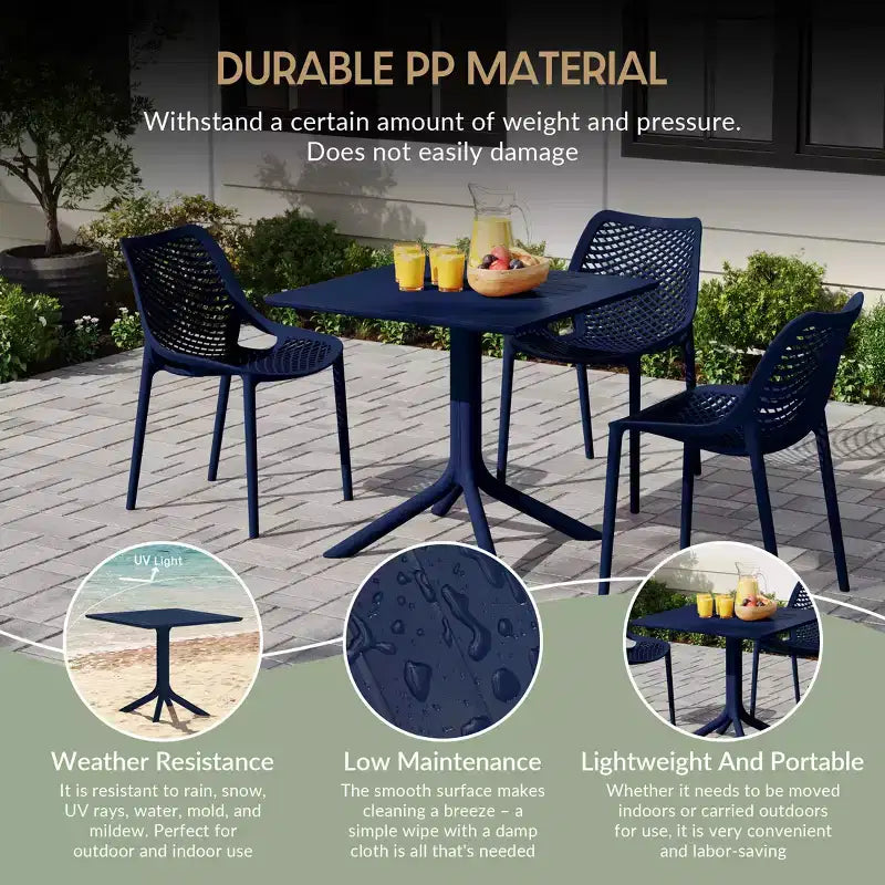 WestinTrends Playa, Set da Pranzo da Esterno in Resina a 5 Pezzi con Tavolo Quadrato e Sedie da Giardino Impilabili