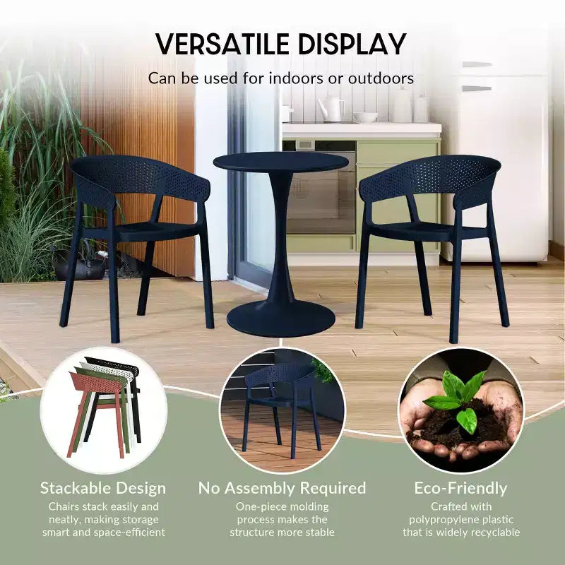 WestinTrends Playa, Set da Pranzo da Esterno in Resina a 5 Pezzi con Tavolo Quadrato e Sedie da Giardino Impilabili