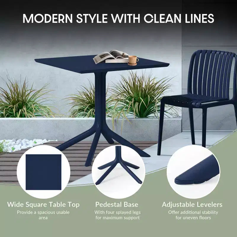 WestinTrends Playa, Set da Pranzo da Esterno in Resina a 5 Pezzi con Tavolo Quadrato e Sedie da Giardino Impilabili