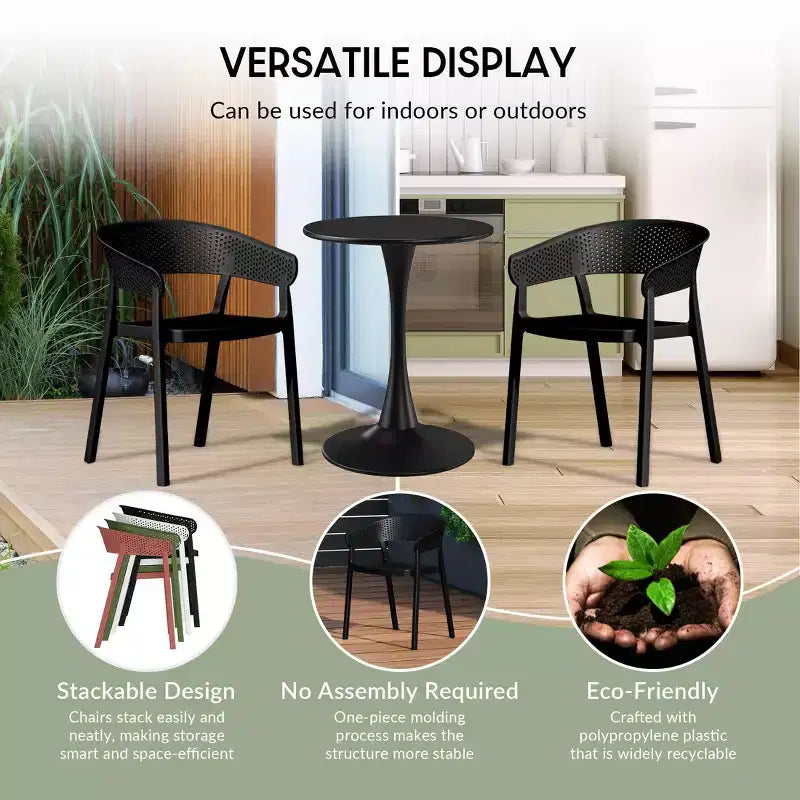 WestinTrends Playa, Set da Pranzo da Esterno in Resina a 5 Pezzi con Tavolo Quadrato e Sedie da Giardino Impilabili