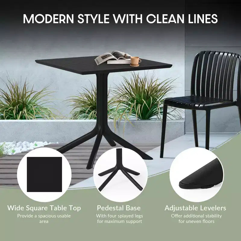 WestinTrends Playa, Set da Pranzo da Esterno in Resina a 5 Pezzi con Tavolo Quadrato e Sedie da Giardino Impilabili