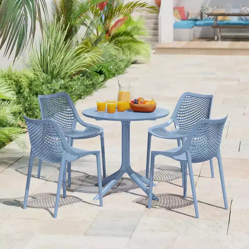 Set da tavolo da pranzo rotondo moderno a 5 pezzi WestinTrends Playa con sedie da pranzo impilabili per patio