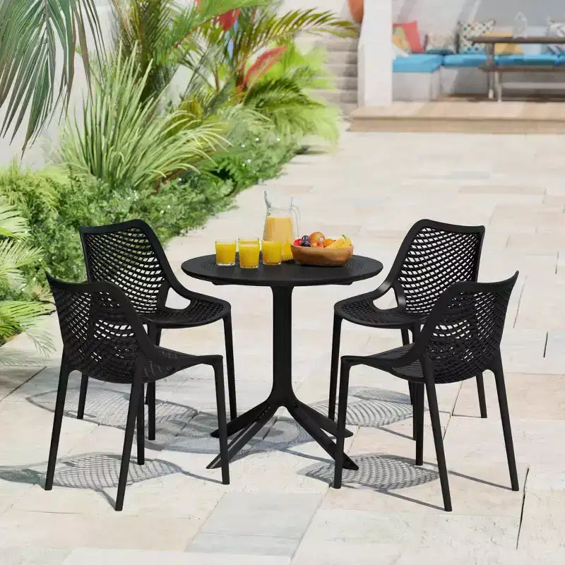 Set da tavolo da pranzo rotondo moderno a 5 pezzi WestinTrends Playa con sedie da pranzo impilabili per patio