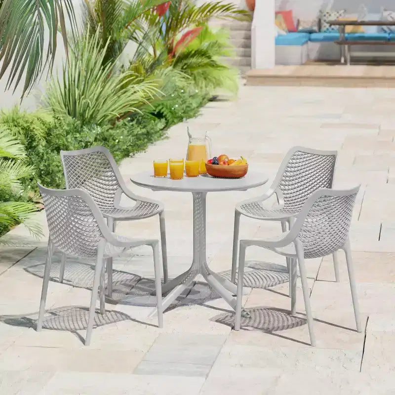 Set da tavolo da pranzo rotondo moderno a 5 pezzi WestinTrends Playa con sedie da pranzo impilabili per patio