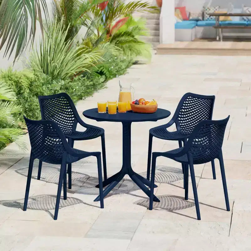 Set da tavolo da pranzo rotondo moderno a 5 pezzi WestinTrends Playa con sedie da pranzo impilabili per patio
