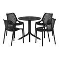 WestinTrends Playa 5-Piece Modern Round Patio Dining Table Set with Stackable Patio Dining Chairs