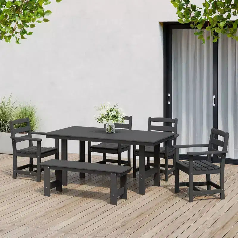 WestinTrends Ashore Set da pranzo da esterno in 6 pezzi in HDPE con panca