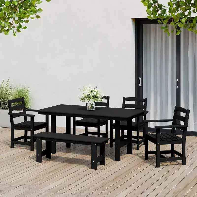 WestinTrends Ashore Set da pranzo da esterno in 6 pezzi in HDPE con panca