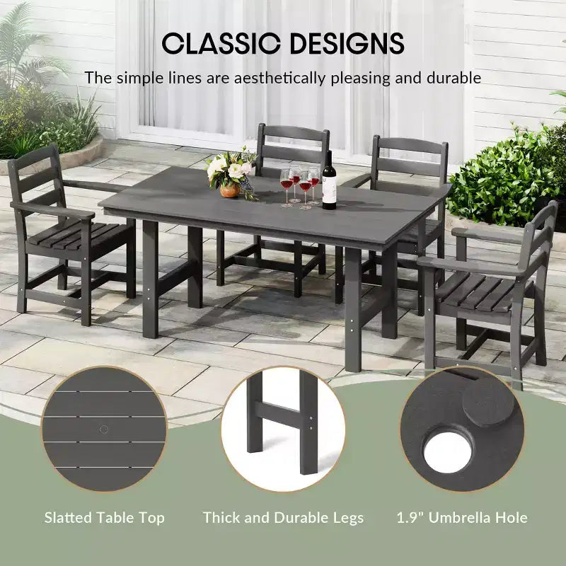 WestinTrends Ashore Set da pranzo da esterno in 6 pezzi in HDPE con panca