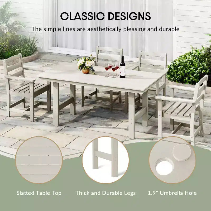 WestinTrends Ashore Set da pranzo da esterno in 6 pezzi in HDPE con panca