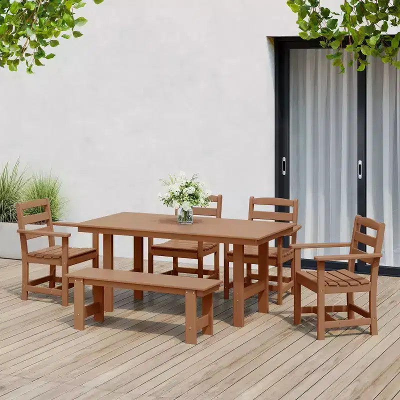WestinTrends Ashore Set da pranzo da esterno in 6 pezzi in HDPE con panca