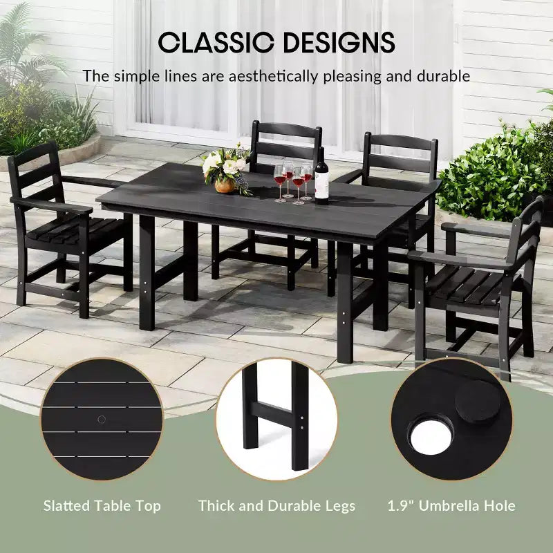 WestinTrends Ashore Set da pranzo da esterno in 6 pezzi in HDPE con panca