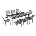 CLIHOME 9-Piece Outdoor Dining Set,Steel Frame Mesh Table & Chairs Set